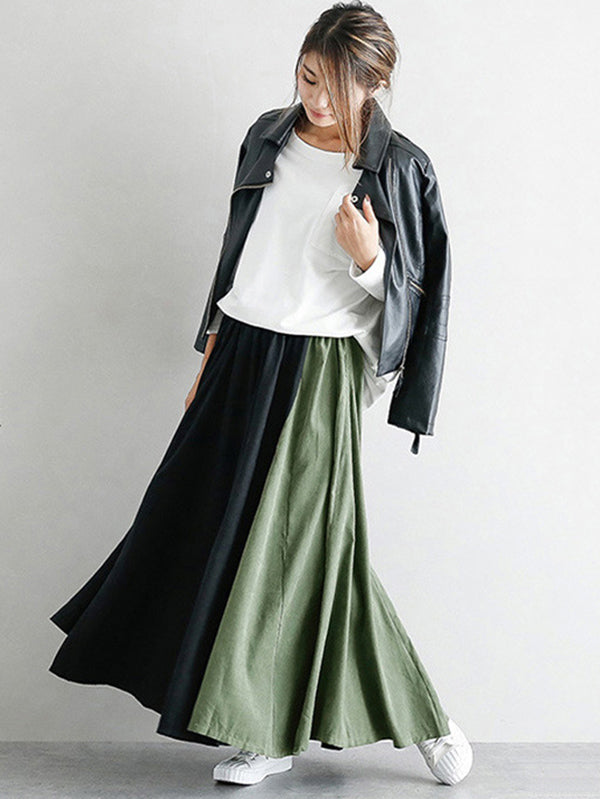 Elegant Split-Joint Color Skirt