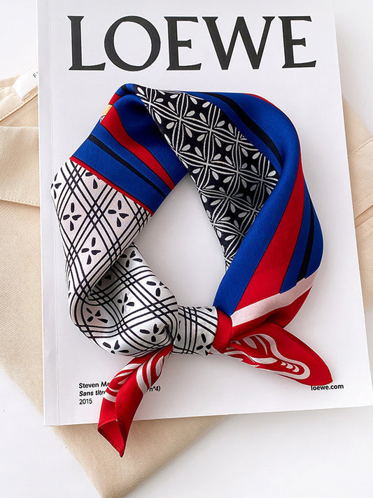 Vintage Square Printed Silk Scarf