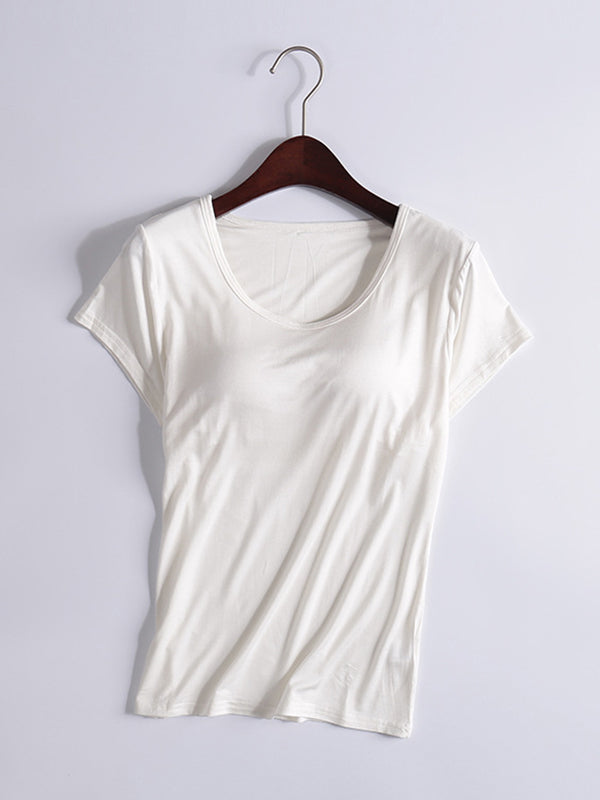 Modal Solid Color Short Sleeve Yoga Casual T-Shirts