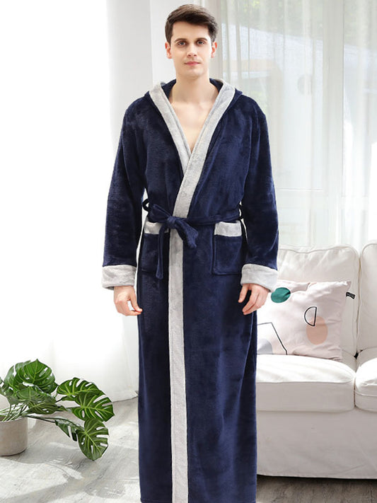 Comfortable Hooded Bandage Warm Pajama Robe