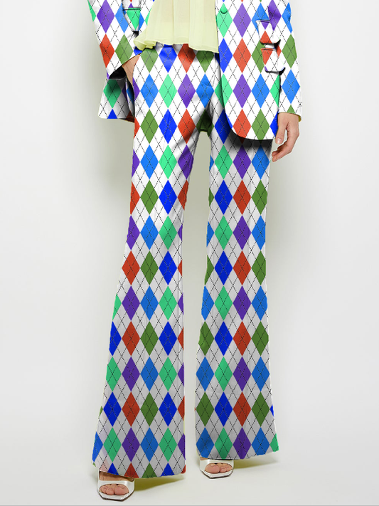 Loose Wide Leg Pockets Printed Pants Suit Pants Trousers