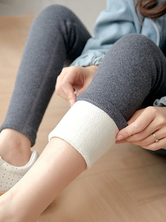 Casual Velvet Keep Warm Solid Color Leggings