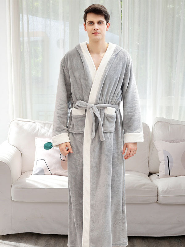 Comfortable Hooded Bandage Warm Pajama Robe