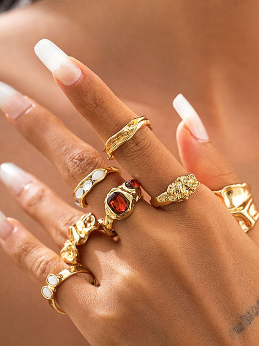 Geometric Rhine Stones Rings Accessories