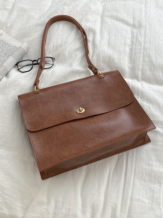 Vintage Solid Color PU Tote Bags Accessories
