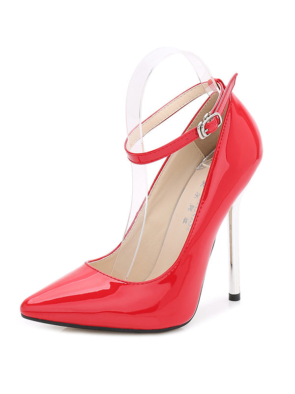 Belt Buckle Pointed-Toe Shallow Cut Split-Joint Pumps