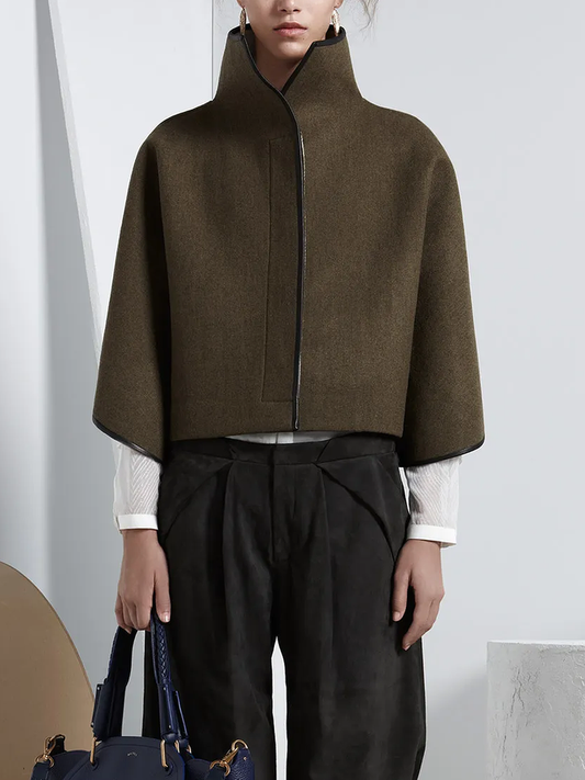 Vintage Loose Solid Color Stand Collar Jackets