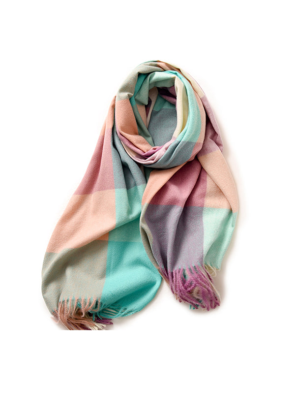 Keep Warm Plaid Tasseled Shawl&Scarf