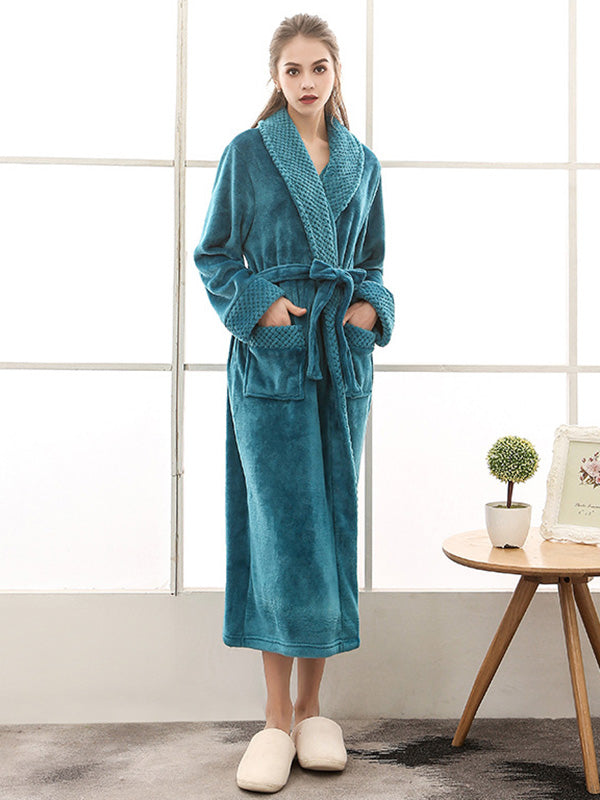 Comfortable Solid Bandage Pajama Robe