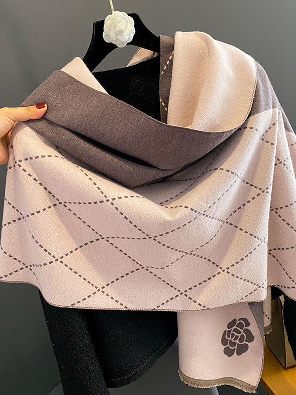 Original Floral Printed Contrast Color Shawl&Scarf