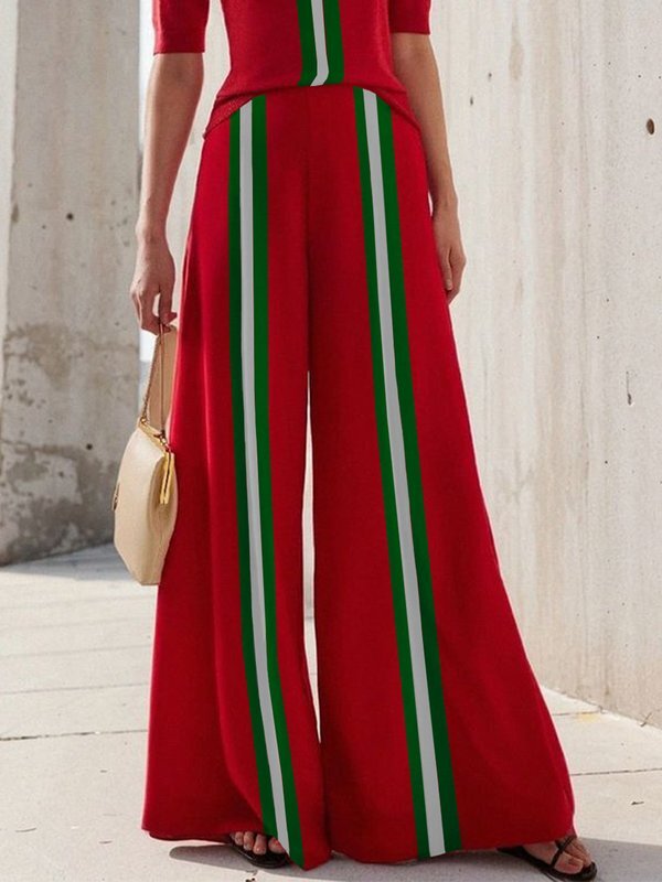 High Waisted Loose Contrast Color Pants Trousers