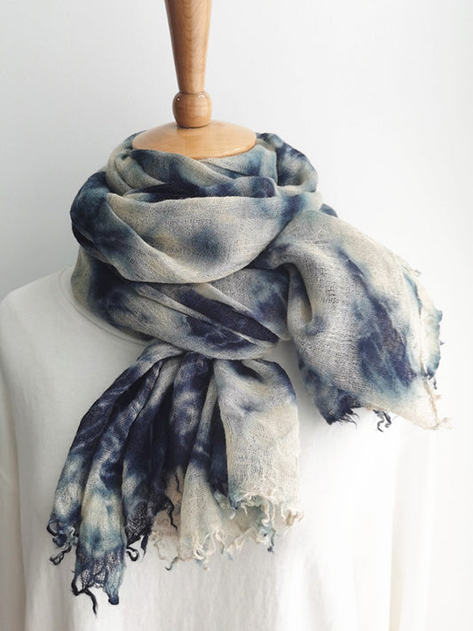 Vintage Tie-Dyed Fringed Scarf