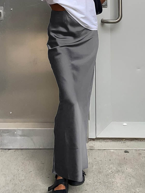 High Waisted Solid Color Skirts Bottoms