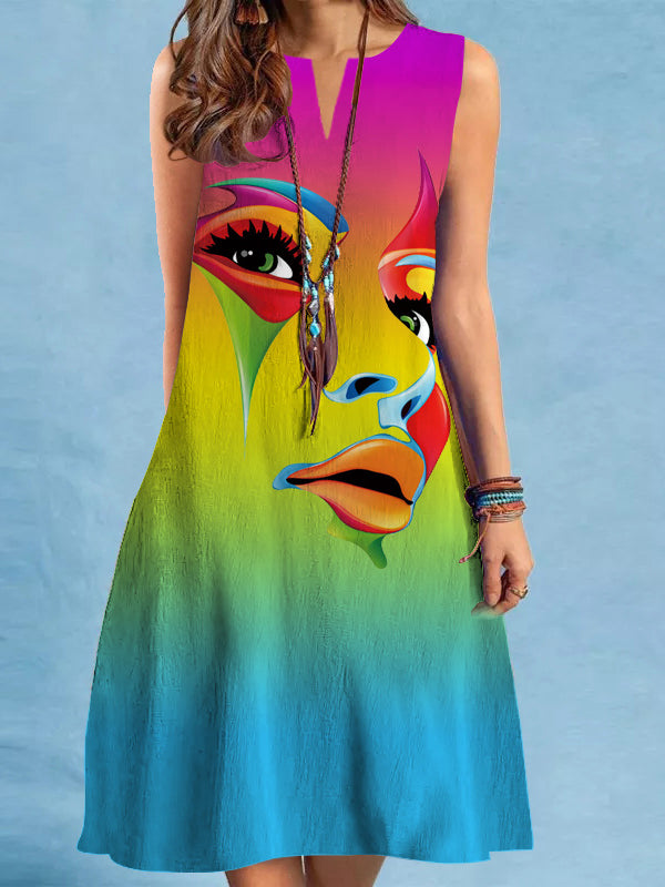 Loose Plus Size Figure V-Neck Mini Dresses