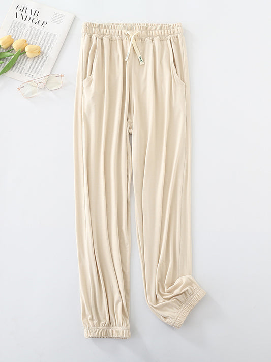 High Waisted Loose Anti-Mosquito Drawstring Elasticity Pleated Pants Yoga Bottoms