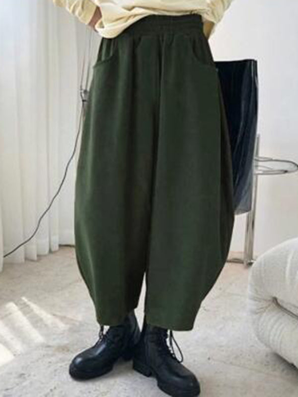 Harem Pants Wide Leg Elasticity Solid Color Split-Joint Pants Trousers