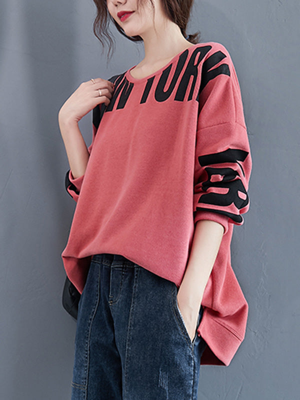 Stylish Letter Print Round-Neck Sweatshirt