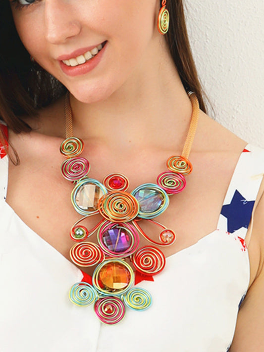 Artisan Gemstone Wirework Necklace & Earring Set