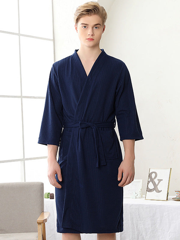 Comfortable Solid Bandage Thin Pajama Robe