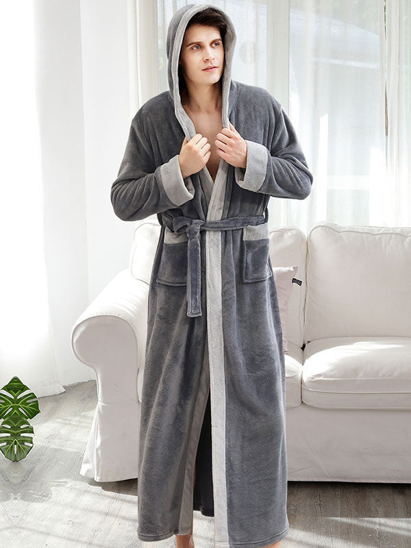Comfortable Hooded Bandage Warm Pajama Robe
