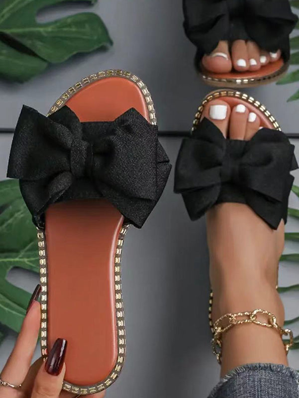 Bowknot Open Toe Split-Joint Slippers