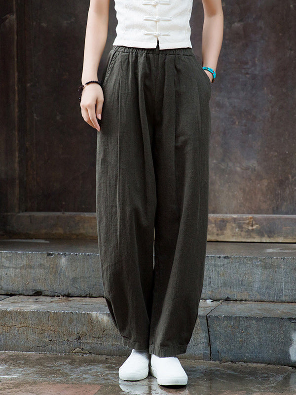 Bloomers Solid Color Casual Pants Bottoms Trousers