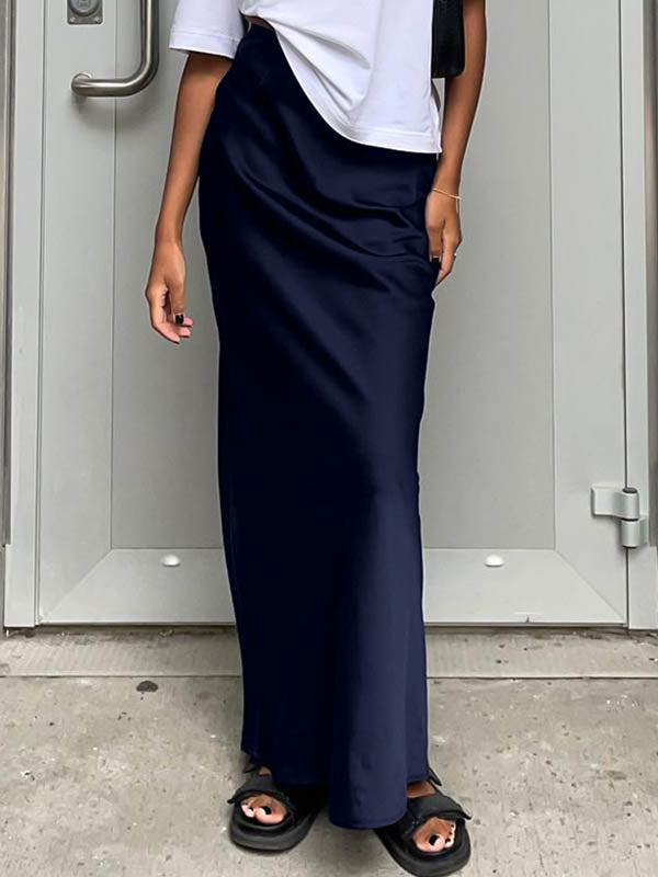 High Waisted Solid Color Skirts Bottoms