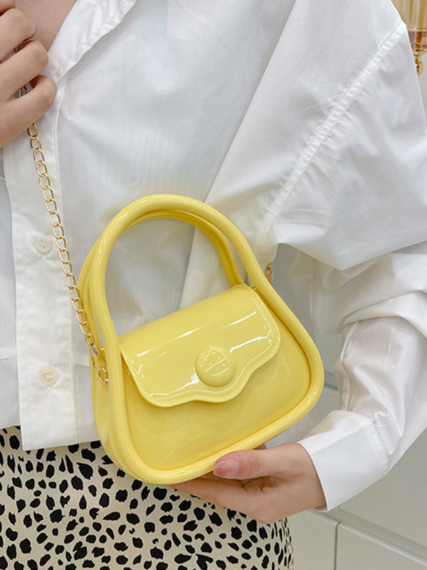 Chains Solid Color Crossbody Bags Satchels