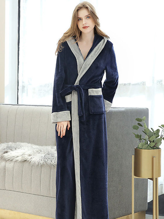 Comfortable Hooded Bandage Warm Pajama Robe