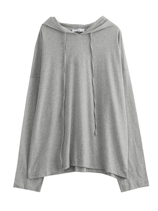 Solid Color Drawstring Long Sleeve Hoodies