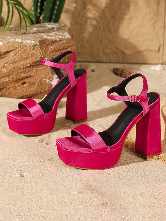 Belt Buckle Open Toe Split-Joint Platform Shoes Pumps