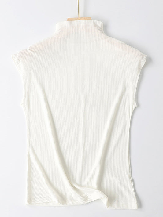 Simple Solid Color Sleeveless Casual High-Neck Vest