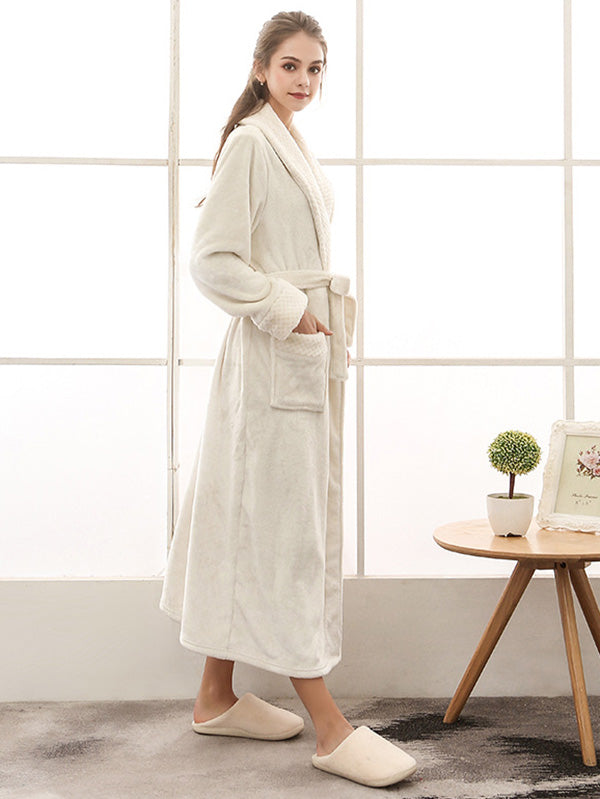 Comfortable Solid Bandage Pajama Robe