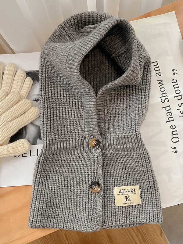 Simple Buttoned Keep Warm Solid Color Hats&Caps