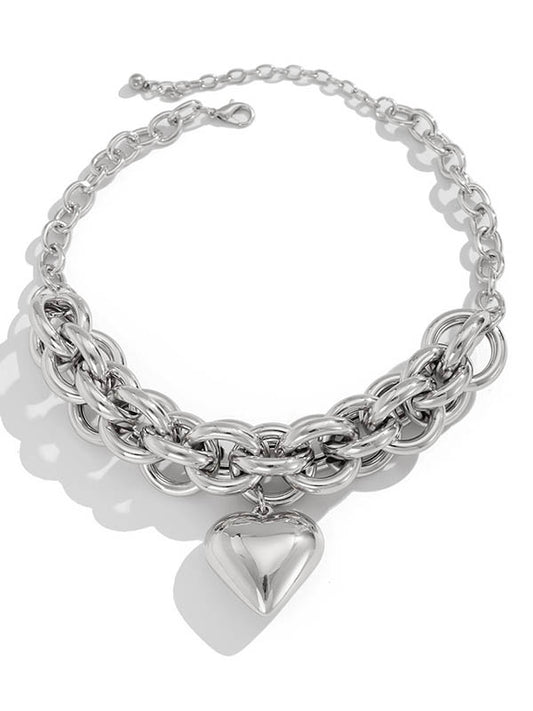 Chains Heart Shape Solid Color Necklaces Accessories