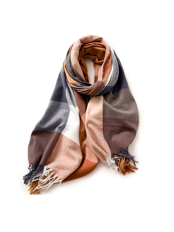 Keep Warm Plaid Tasseled Shawl&Scarf
