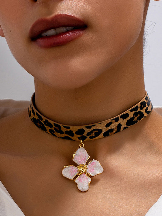 Flower Shape Leopard Necklaces Accessories