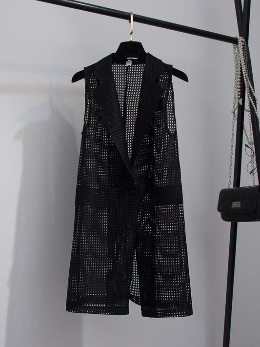 Original Simple Casual Solid Color Hollow Vest Outwear