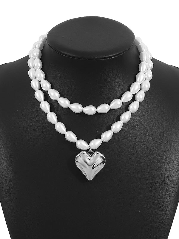Double Layered Heart Shape Necklaces Accessories