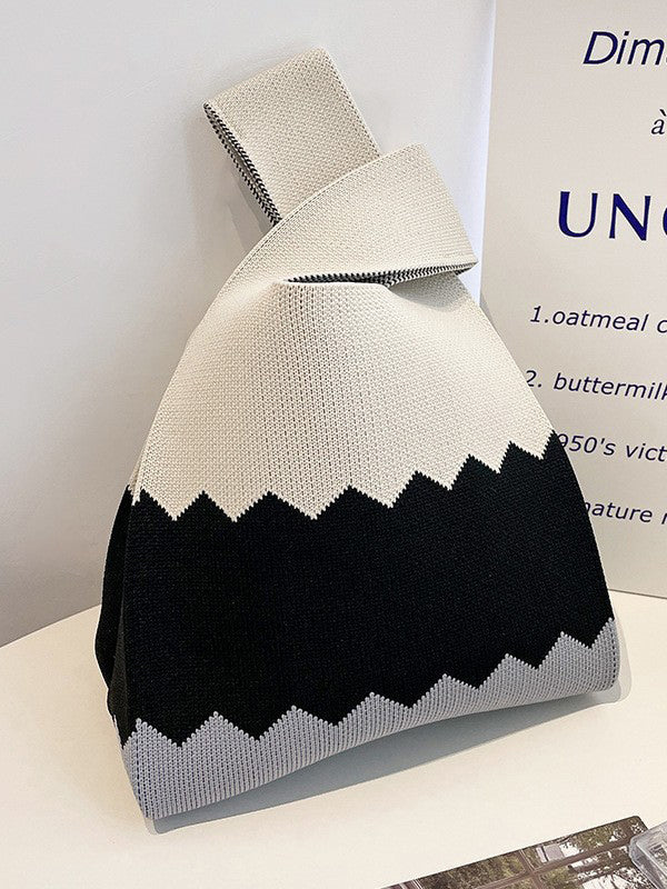 Contrast Color Woven Handbag