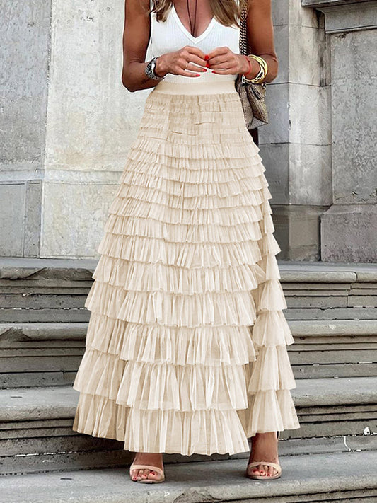 A-Line High Waisted Solid Color Tulle Skirts Bottoms